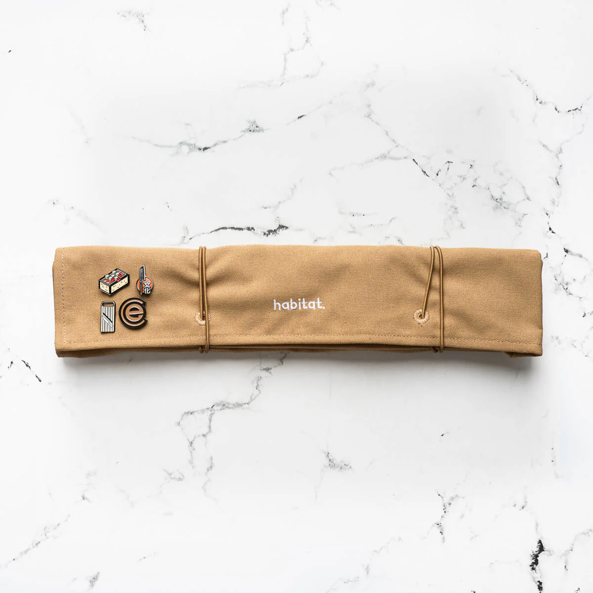 Habitat Canvas Knife Roll - 6 Slot - Tan With Enamel Pins