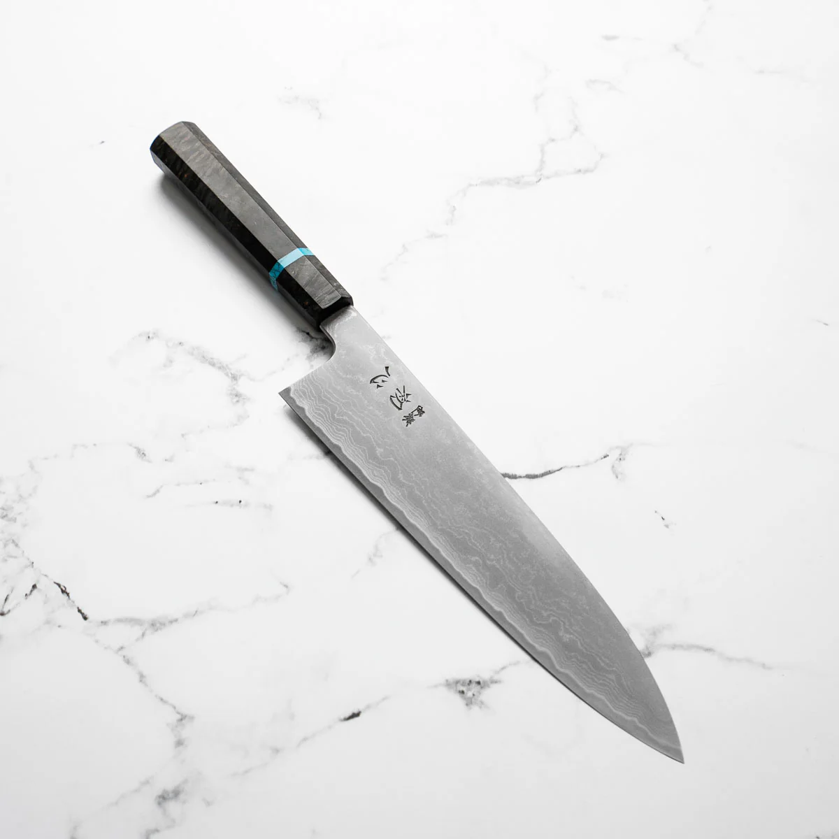 Hatsukokoro Blue 1 Damascus Gyuto 240mm - Turquoise