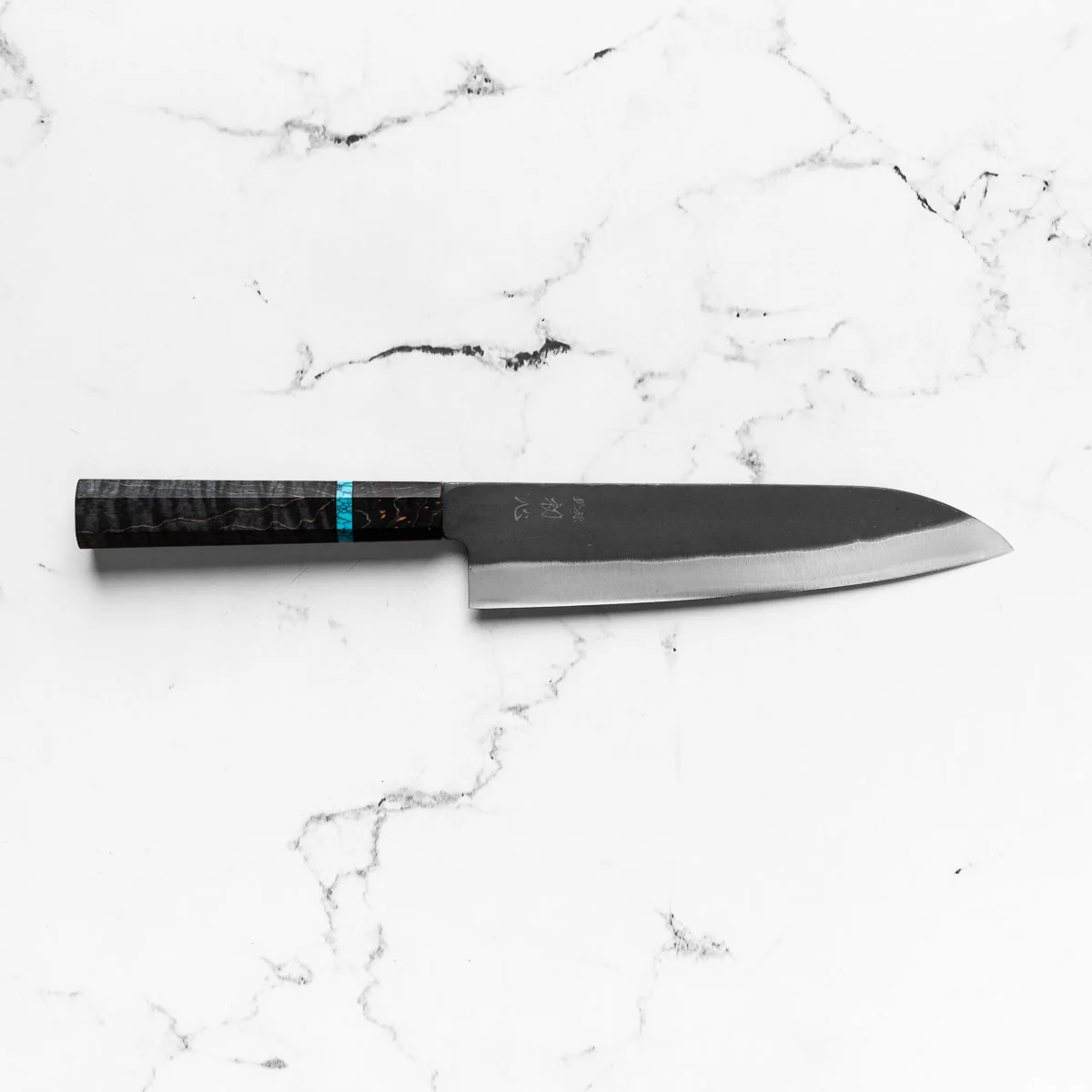Hatsukokoro Blue 2 Kurouchi Gyuto 210mm - Maple Turquoise - Image 4