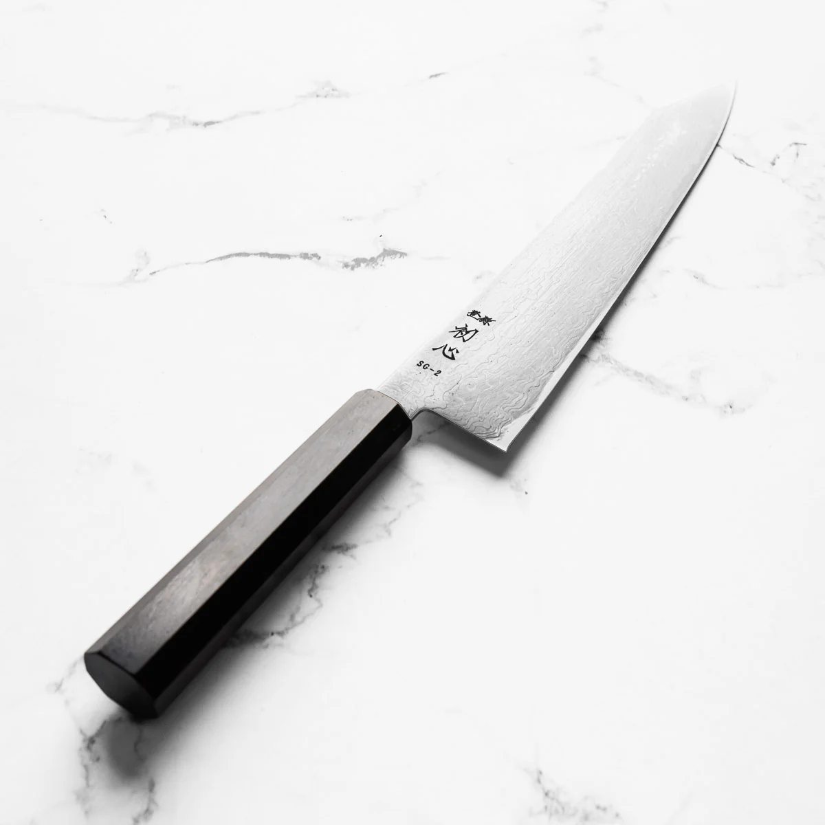 Hatsukokoro Ryuhyo SG2 Damascus Kiritsuke Gyuto 240mm - Mono Ebony - Image 2