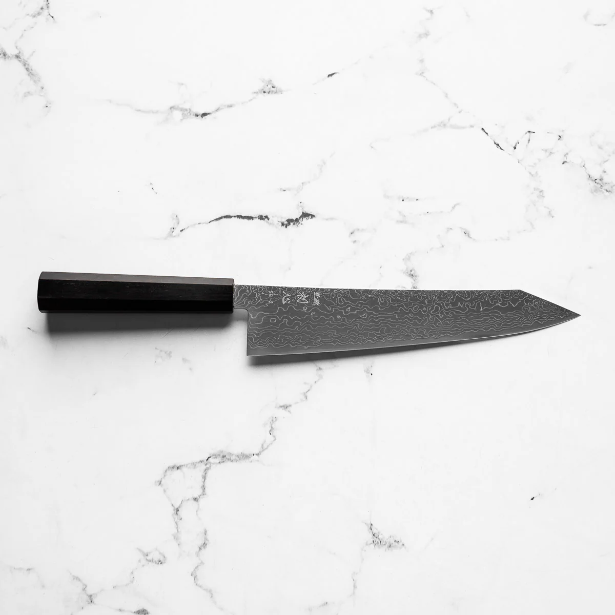 Hatsukokoro Ryuhyo SG2 Damascus Kiritsuke Gyuto 240mm - Mono Ebony - Image 4
