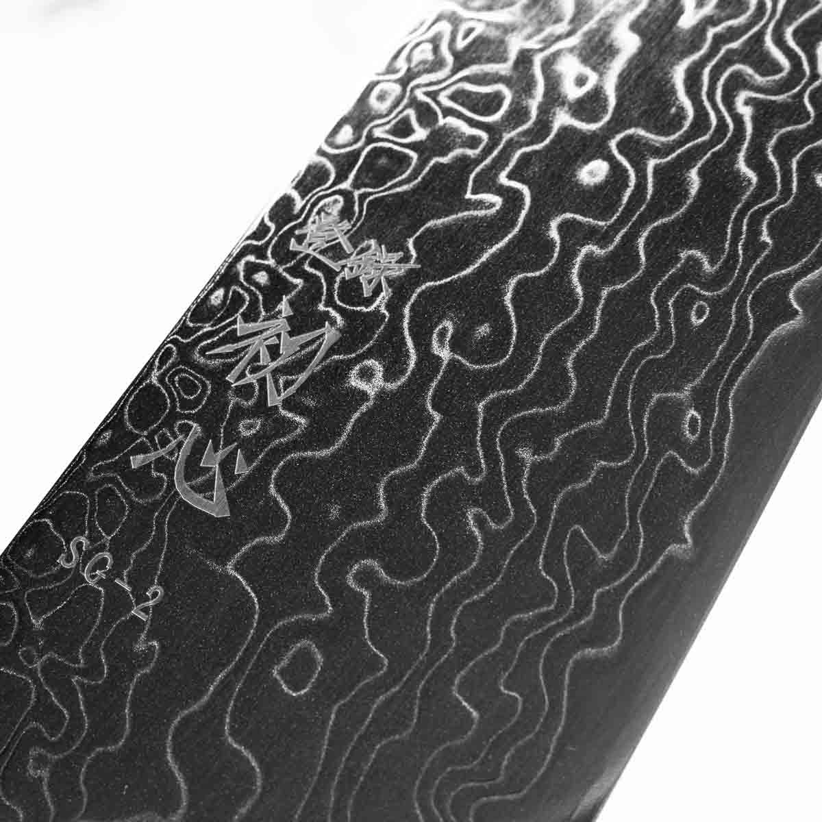 Hatsukokoro Ryuhyo SG2 Damascus Kiritsuke Gyuto 240mm - Mono Ebony - Image 6