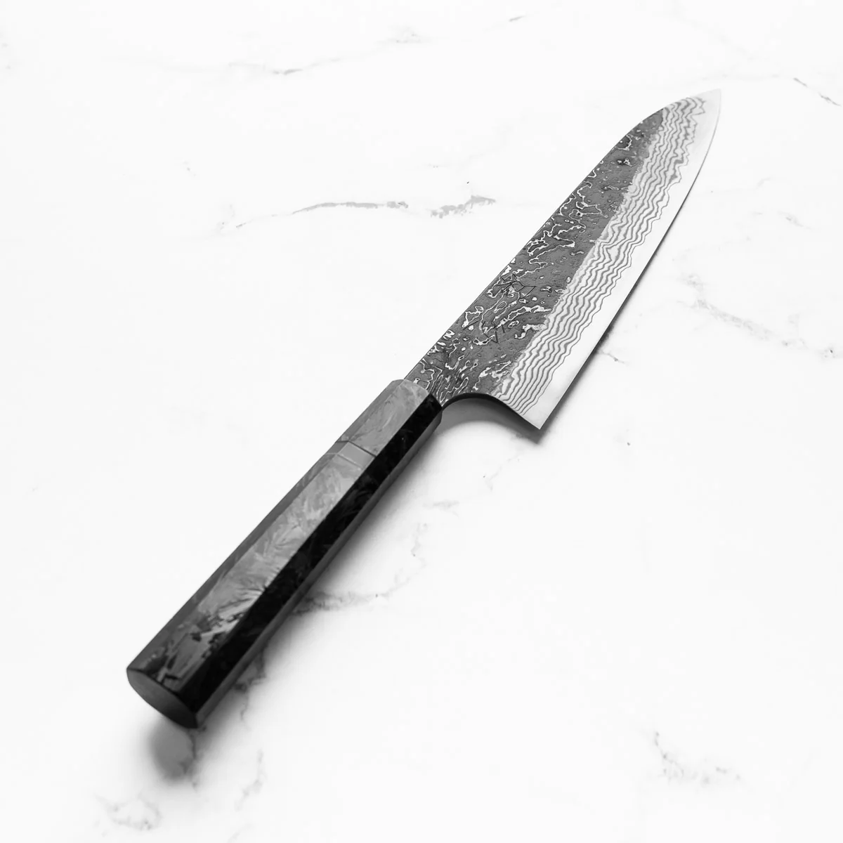 Hatsukokoro SLD Kurouchi Damascus Gyuto 210mm - Dark Carbon Fibre - Image 2
