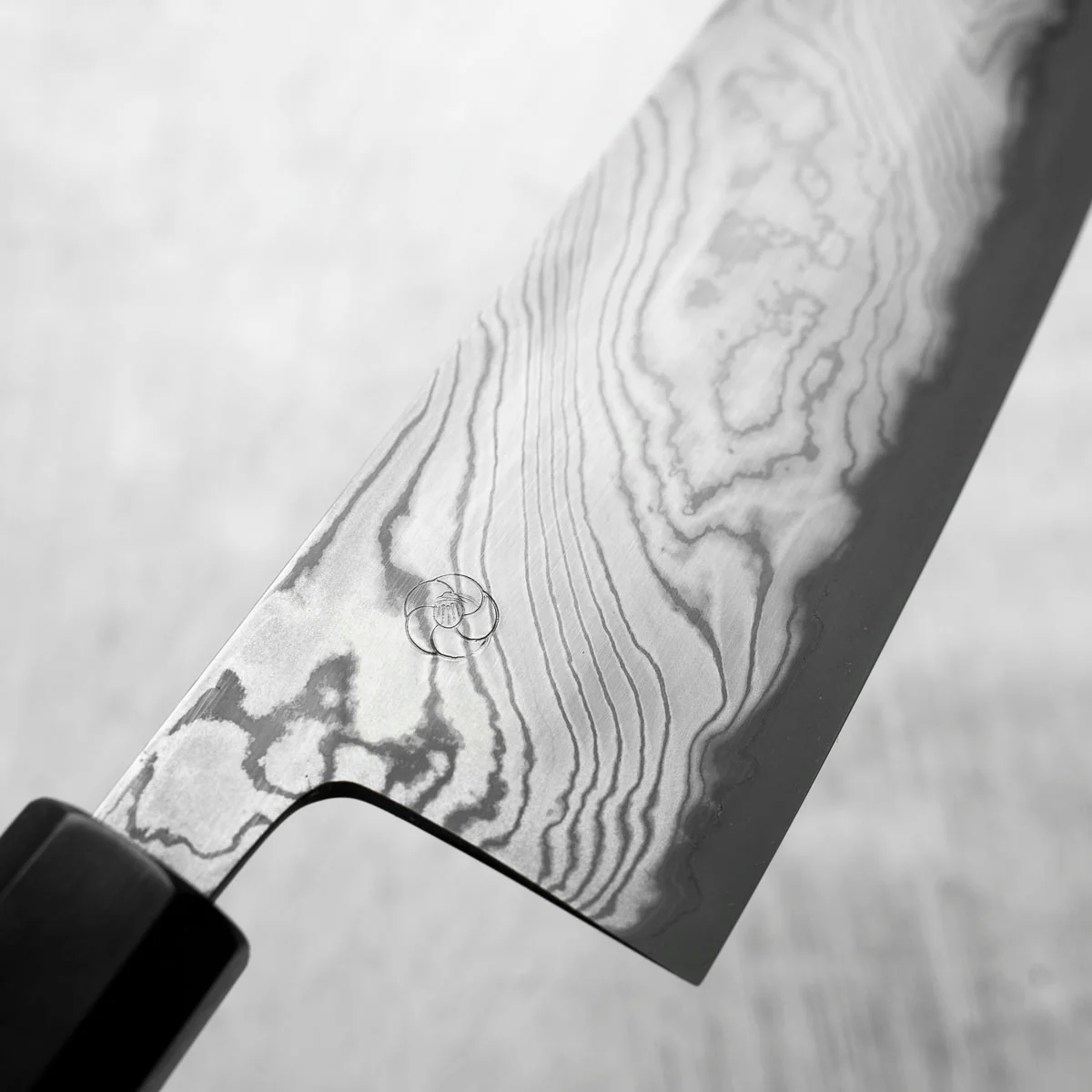 Miyazaki Kajiya Blue 2 Black Damascus Kiritsuke 210mm - Image 5