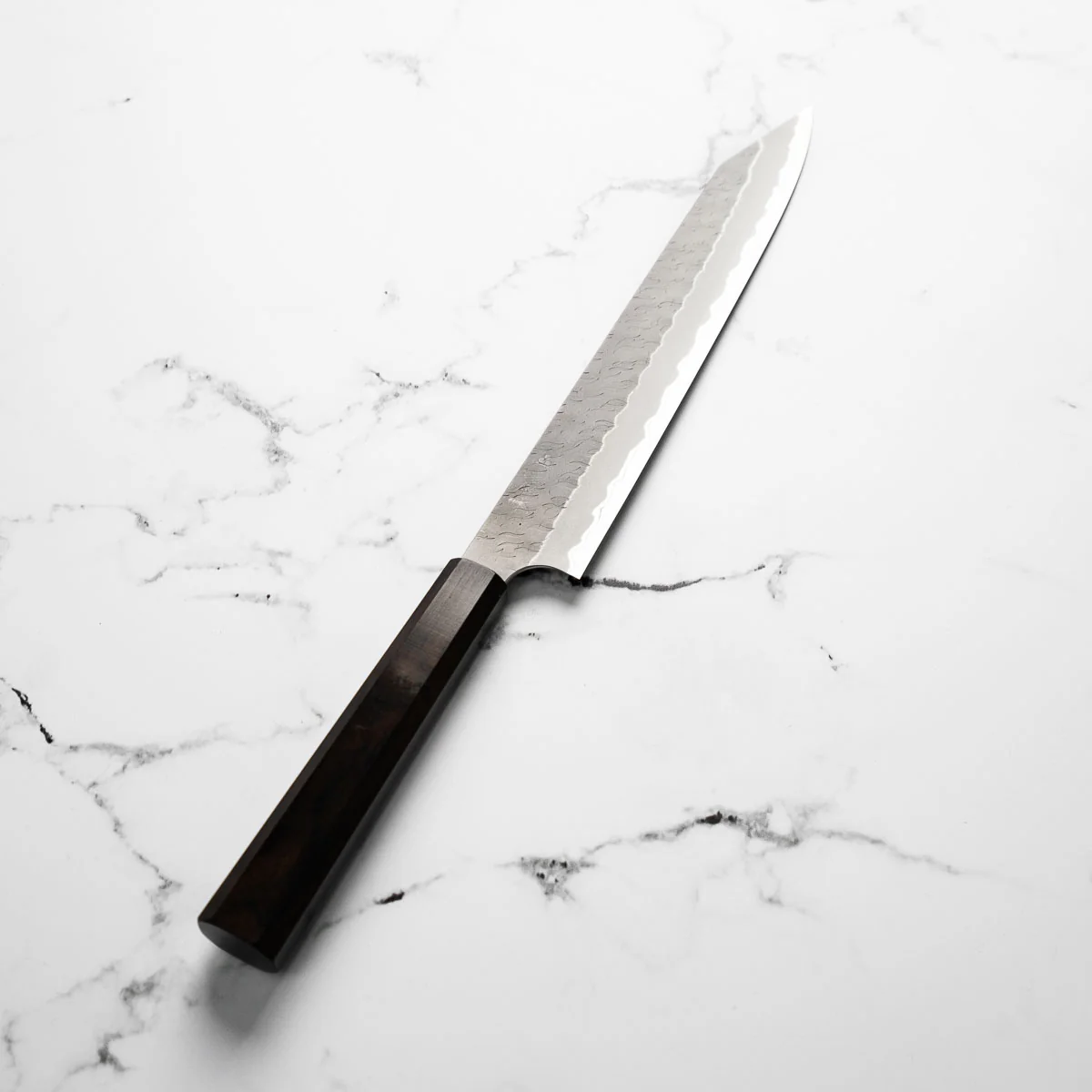 Nigara Hamono Blue Super Tsuchime Kiritsuke Sujihiki 255mm - Ebony - Image 6