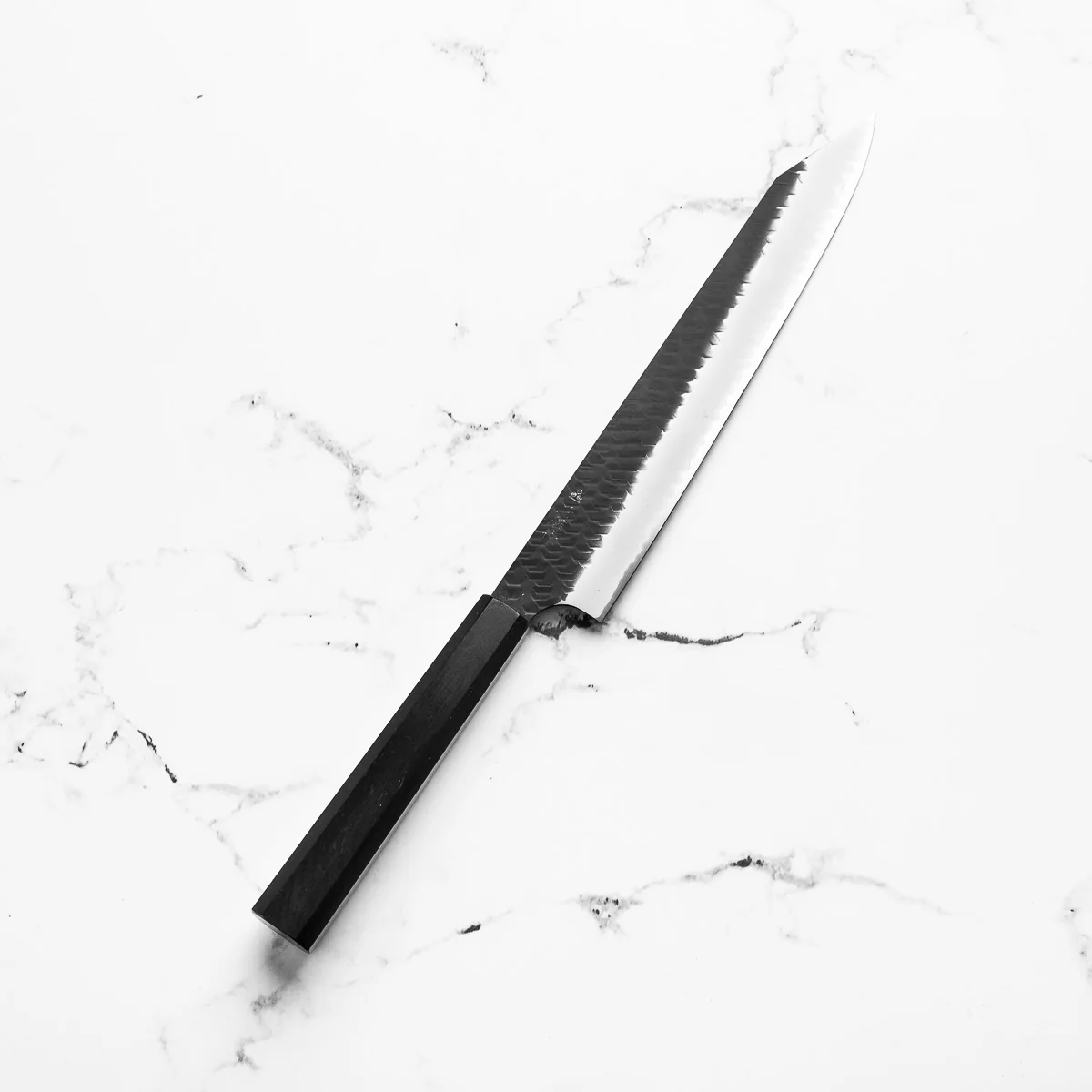 Nigara Hamono SG2 Kurouchi Tsuchime Kiritsuke Sujihiki 255mm - Ebony - Image 2