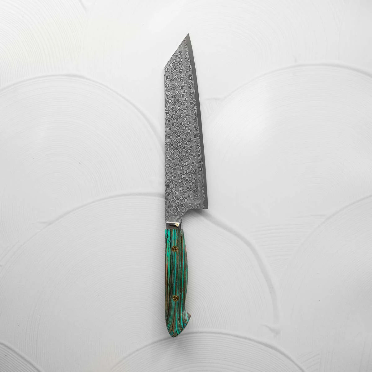 Nigara Hamono SG2 Raindrop Damascus Kiritsuke 240mm - Turquoise - Image 2