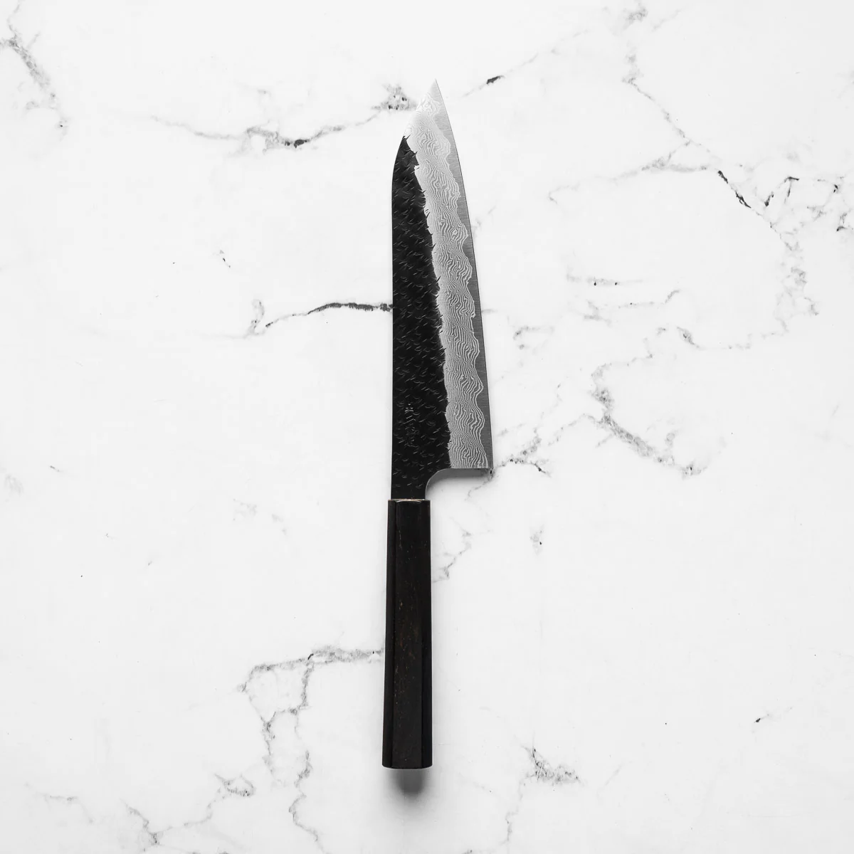 Nigara Hamono SGSTRIX Kurouchi Damascus Gyuto 210mm - Mono Ebony - Image 3