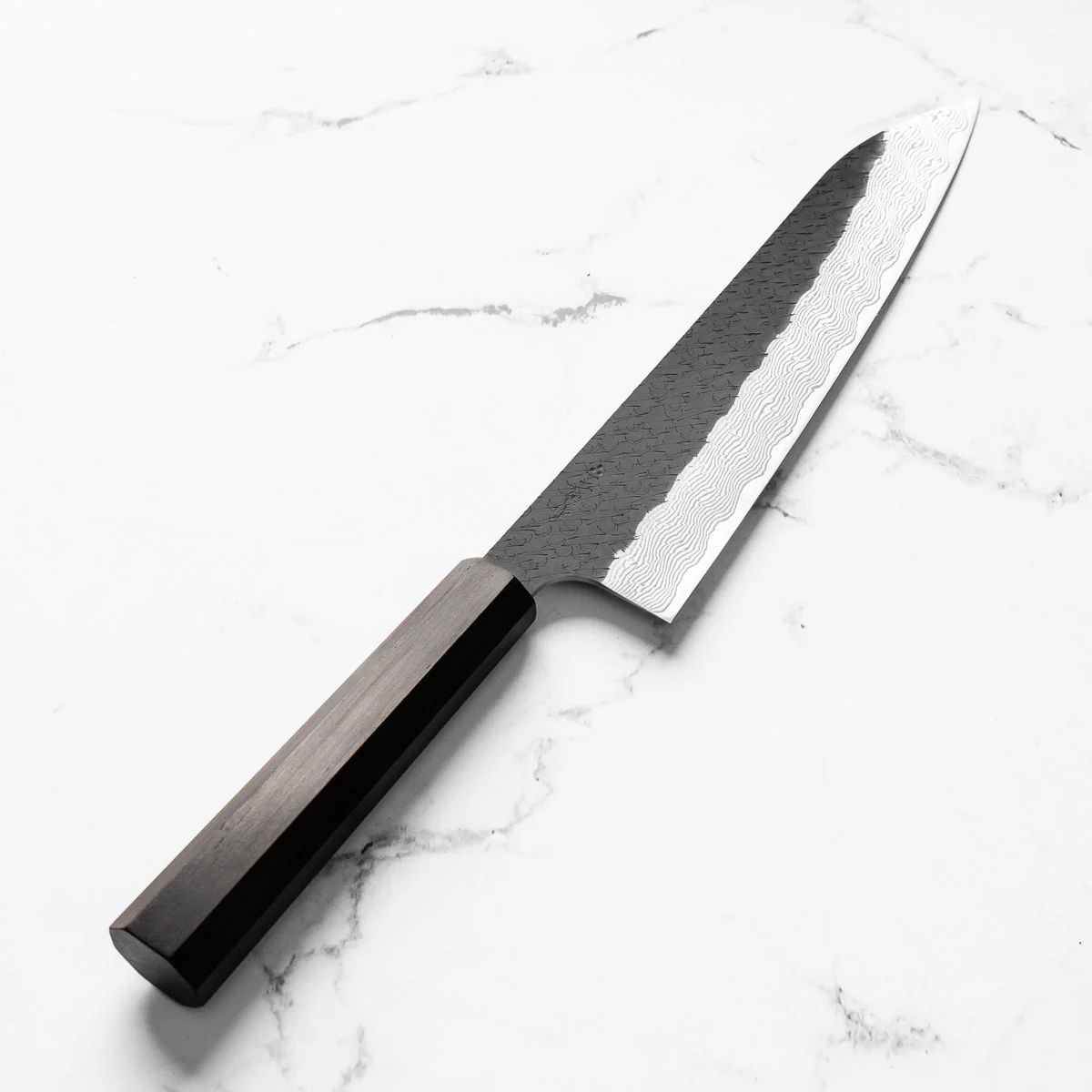 Nigara Hamono SGSTRIX Kurouchi Damascus Gyuto 240mm - Mono Ebony - Image 2