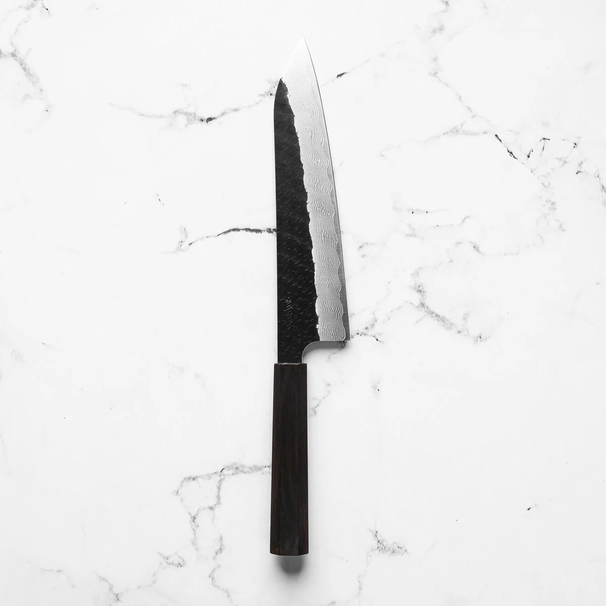 Nigara Hamono SGSTRIX Kurouchi Damascus Gyuto 240mm - Mono Ebony - Image 3