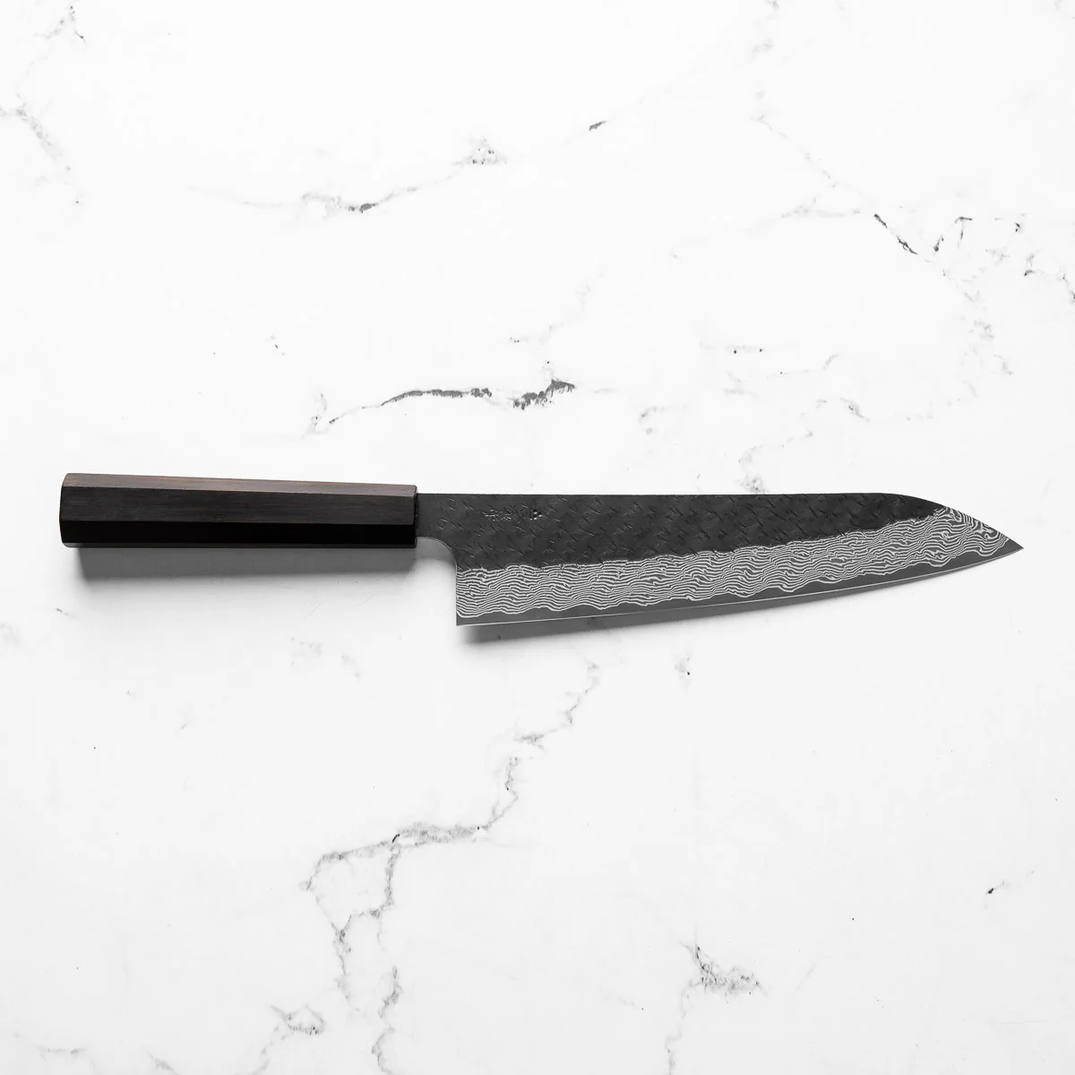 Nigara Hamono SGSTRIX Kurouchi Damascus Gyuto 240mm - Mono Ebony - Image 4