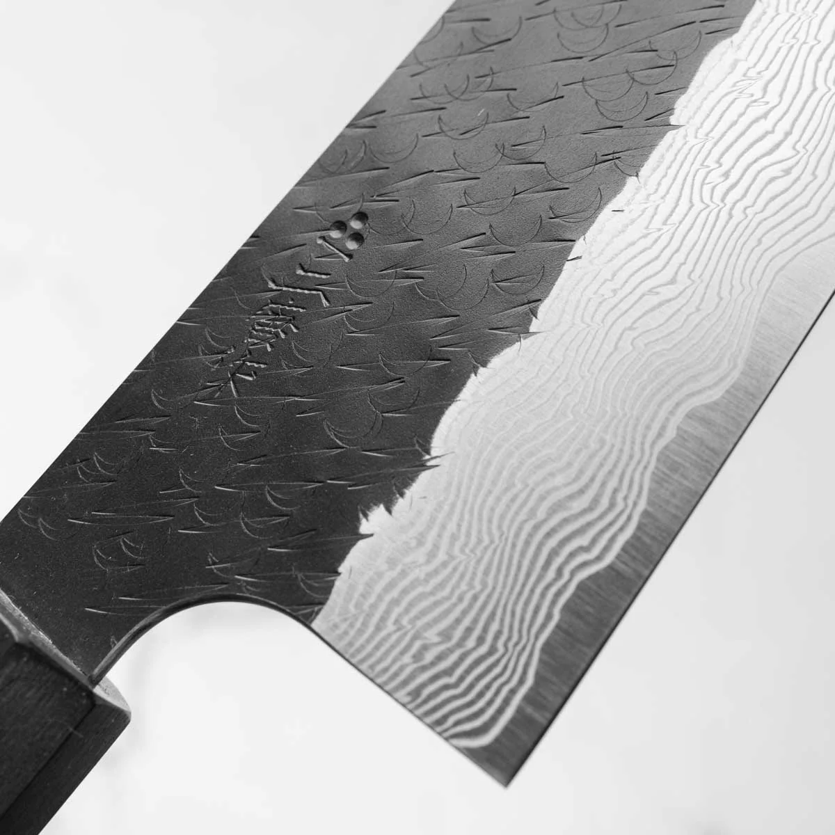 Nigara Hamono SGSTRIX Kurouchi Damascus Gyuto 240mm - Mono Ebony - Image 5