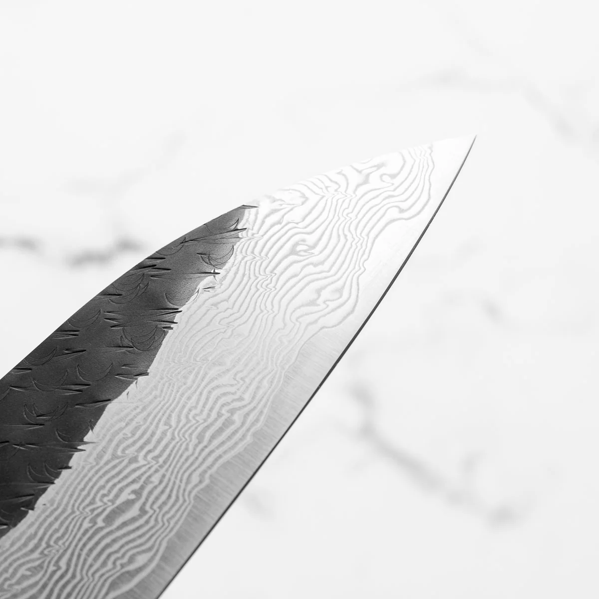 Nigara Hamono SGSTRIX Kurouchi Damascus Gyuto 240mm - Mono Ebony - Image 7