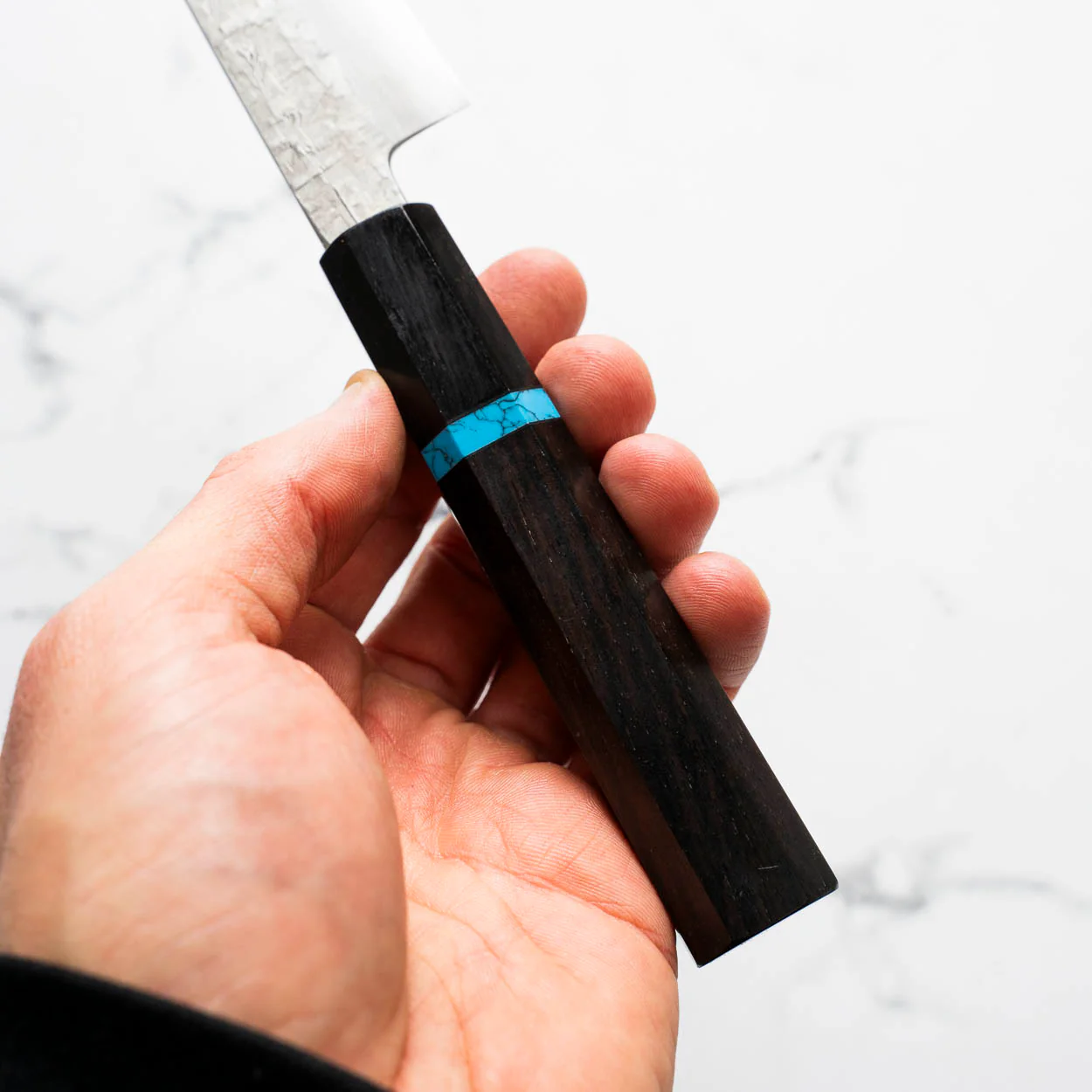 Satoshi Nakagawa Ginsan Tsuchime Petty 150mm - Ebony Turquoise - Image 7
