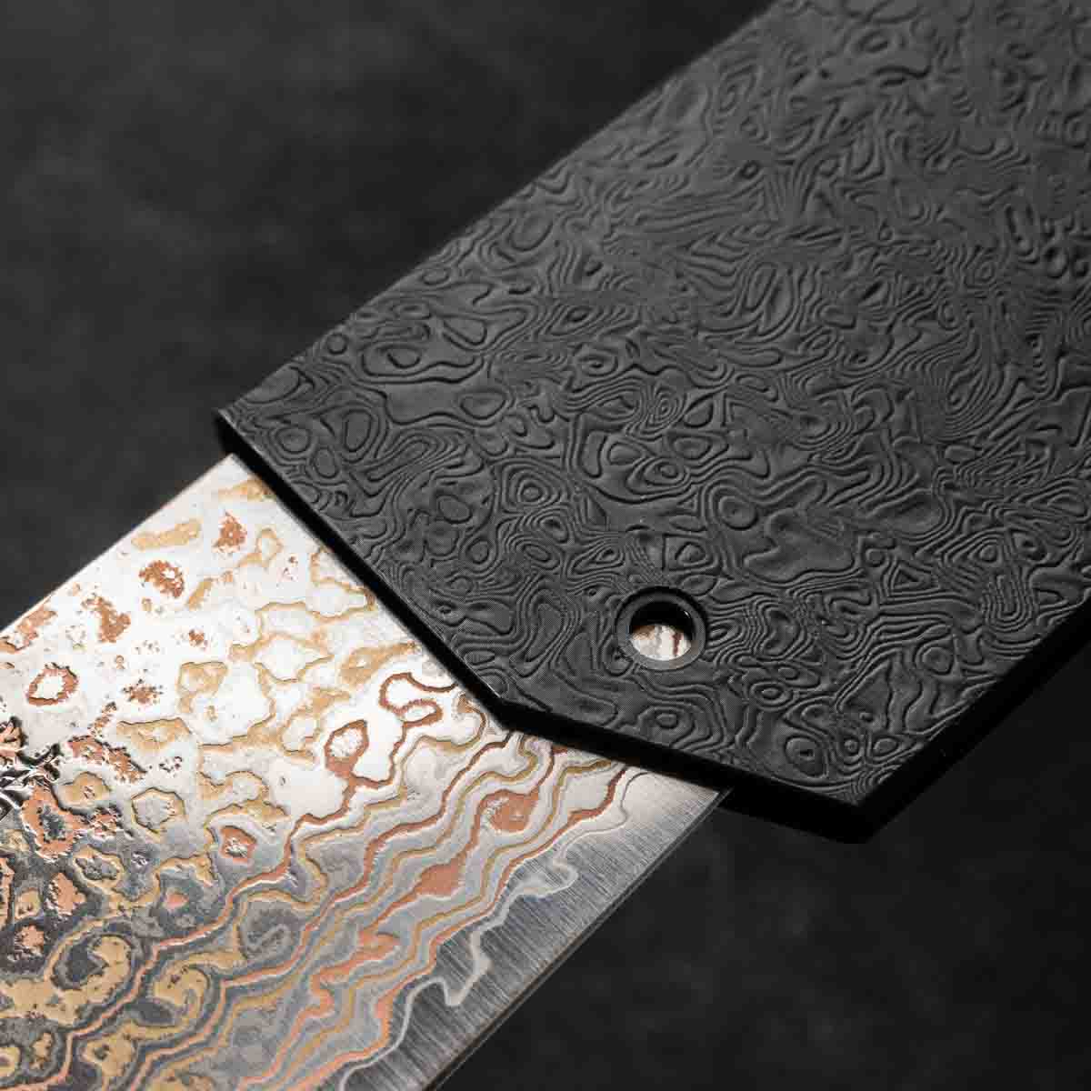 Seido VG10W Rainbow Damascus Bunka 165mm - Damascus Fitted Saya - Image 3