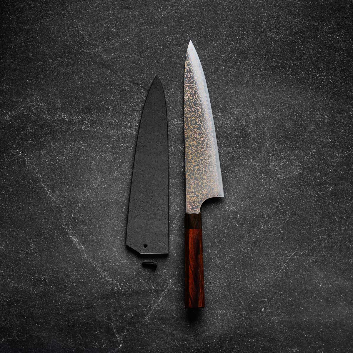 Seido "Niji" VG10W Rainbow Damascus Gyuto 210mm - Image 8