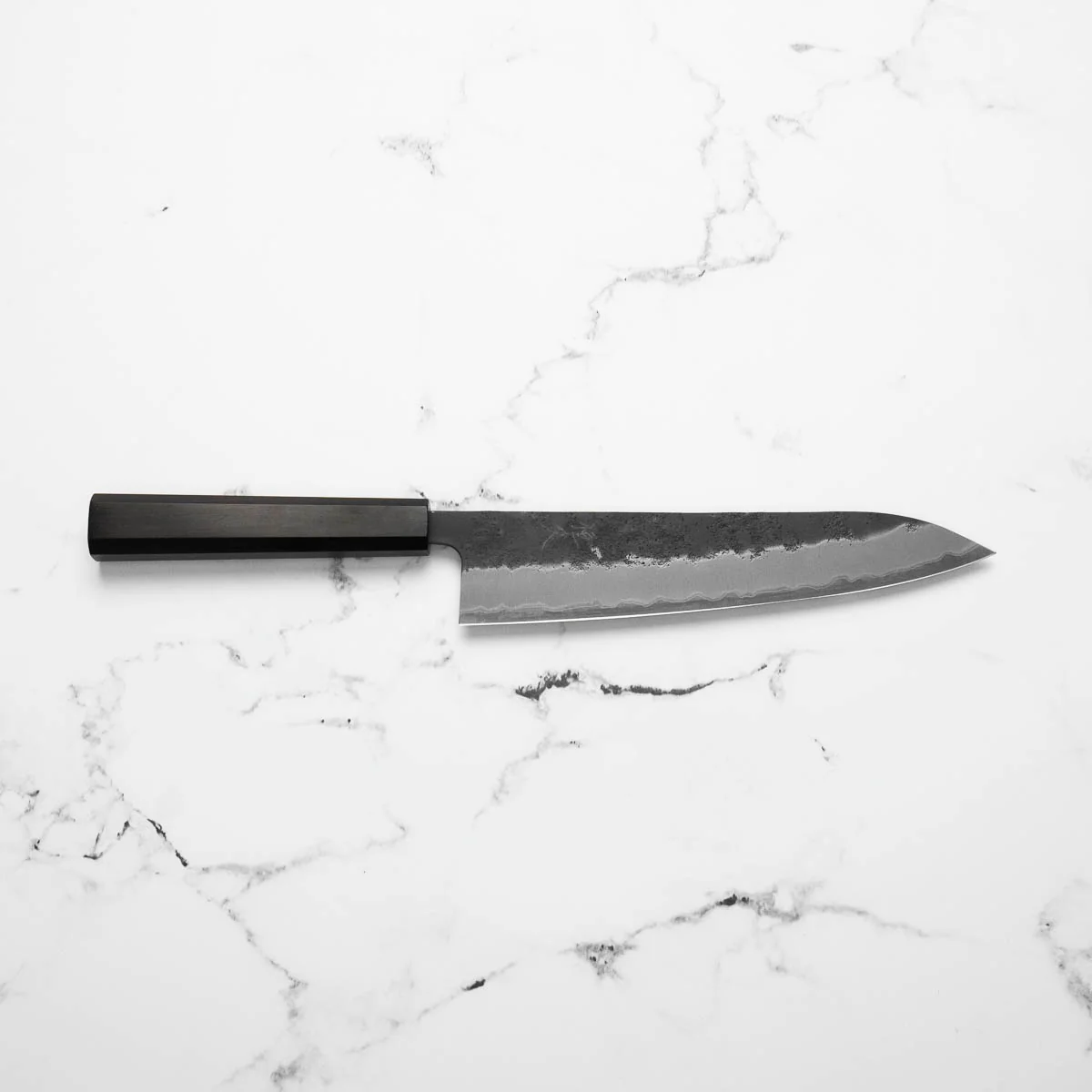 Tsunehisa Kurouchi Blue Super Nashiji Gyuto 210mm - Ebony - Image 4