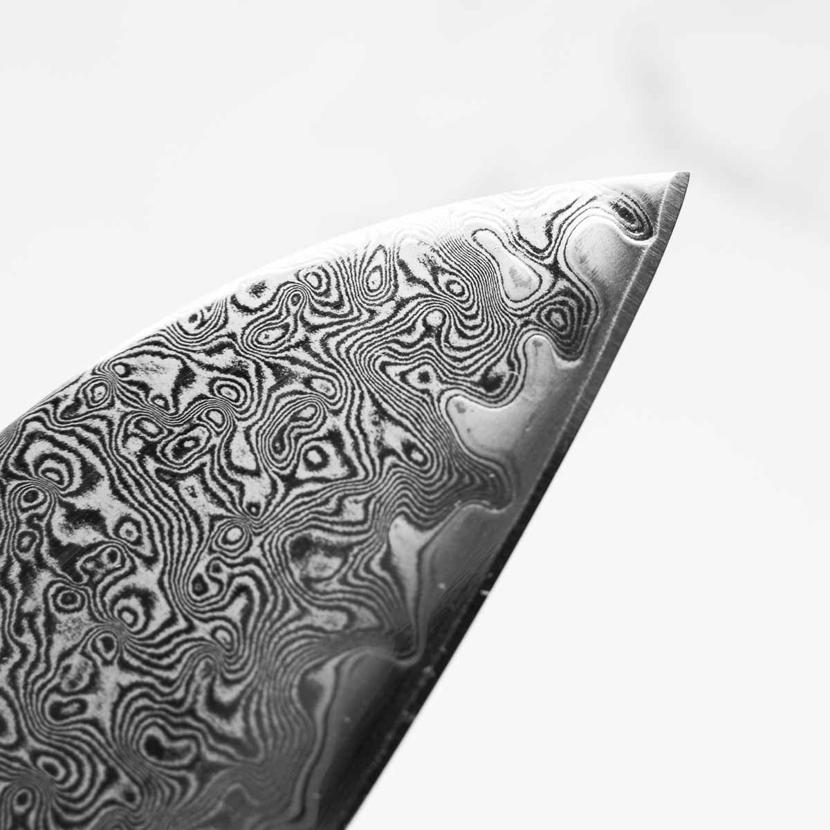 Tsunehisa SRS13 Damascus Santoku - Ebony Blue Ring - Image 7